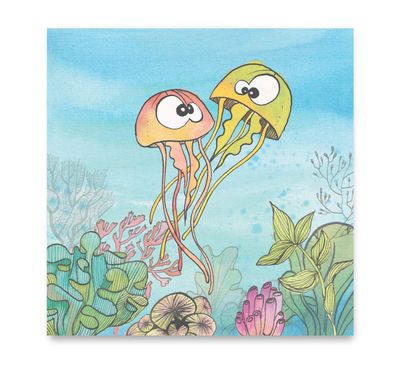 Handgemaakte wenskaart - Jellyfish - Mags Up Your Mind
